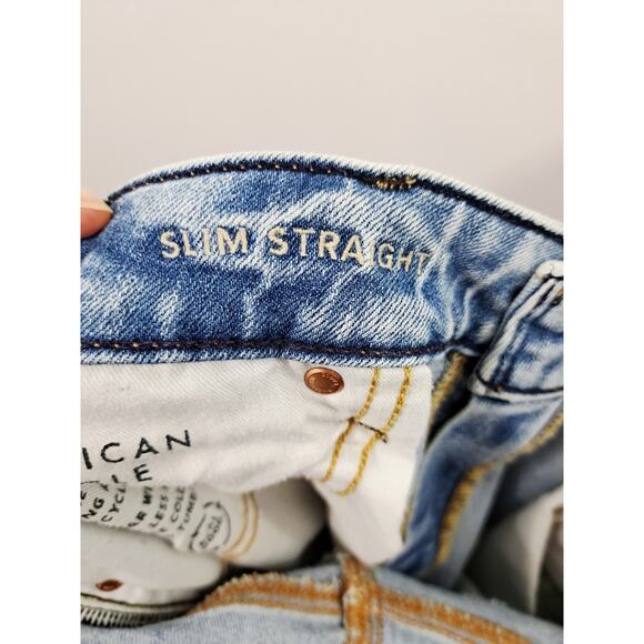 American Eagle Jeans Light Wash 33X32 Men's Slim Straight Airflex + - Picture 4 of 5